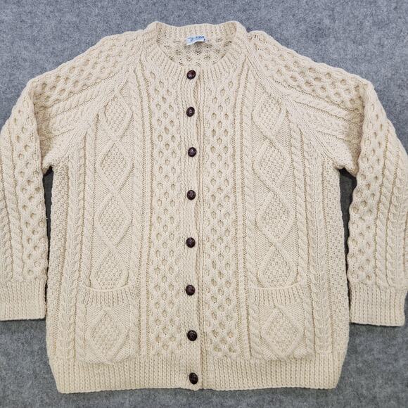 John Molloy Sweater Mens Large? XL? Wool Aran Cable Knit Fisherman Cardigan - Picture 3 of 12